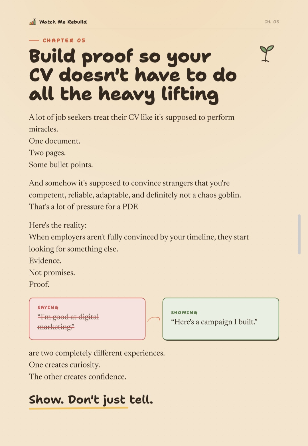 eBook page: Build proof so your CV doesn't have to do all the heavy lifting.